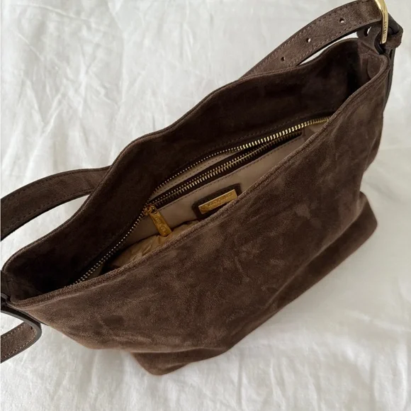 Vestirsi Eden Dark Chocolate Suede Shoulder Bag - Picture 3 of 9